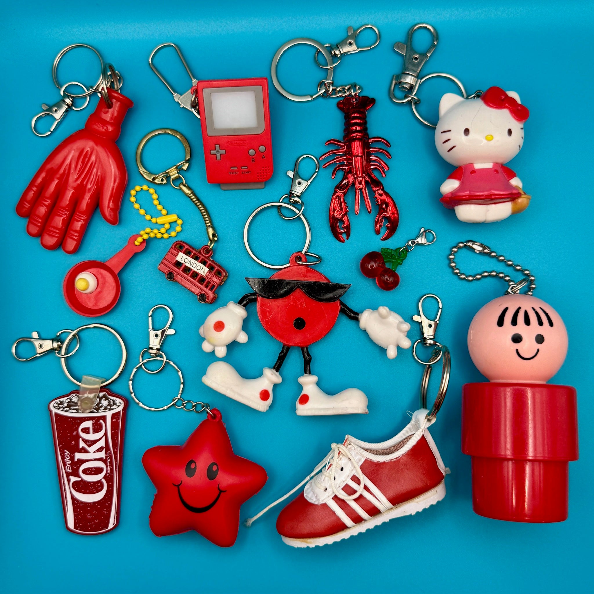 1980s-  s &   s: Red Collection - hello kitty sanrio japan kawaii rare vintage keychain vintage charms for bag nostalgia vintage keychains y2k collectible - Bag Crap