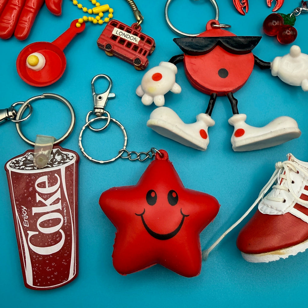 1980s-Y2K Vintage Keychains & Vintage Bag Charms: Red Collection