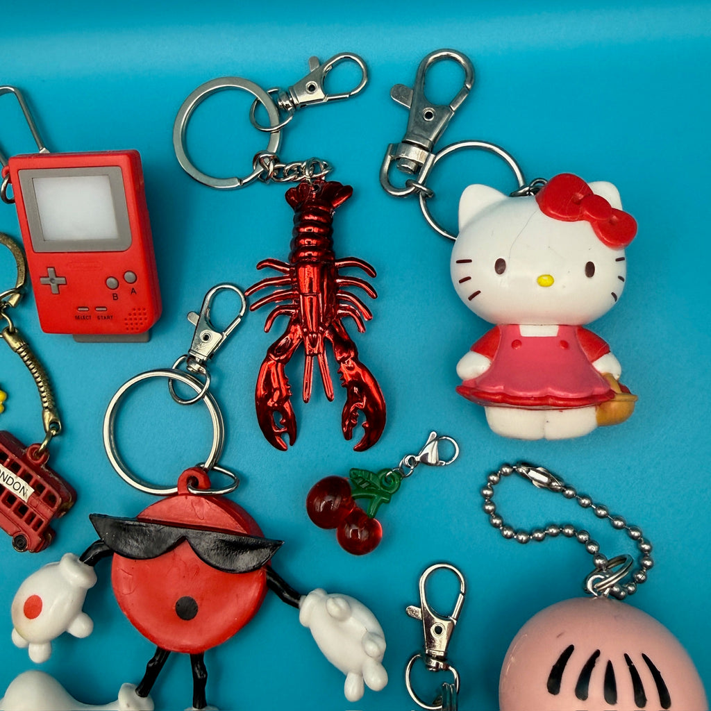1980s-Y2K Vintage Keychains & Vintage Bag Charms: Red Collection