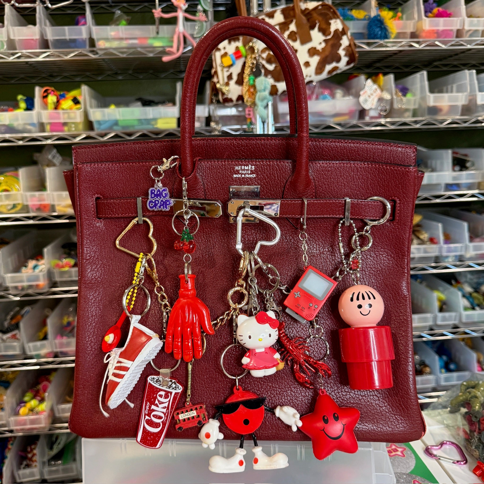 1980s-  s &   s: Red Collection - hello kitty sanrio japan kawaii rare vintage keychain vintage charms for bag nostalgia vintage keychains y2k collectible - Bag Crap