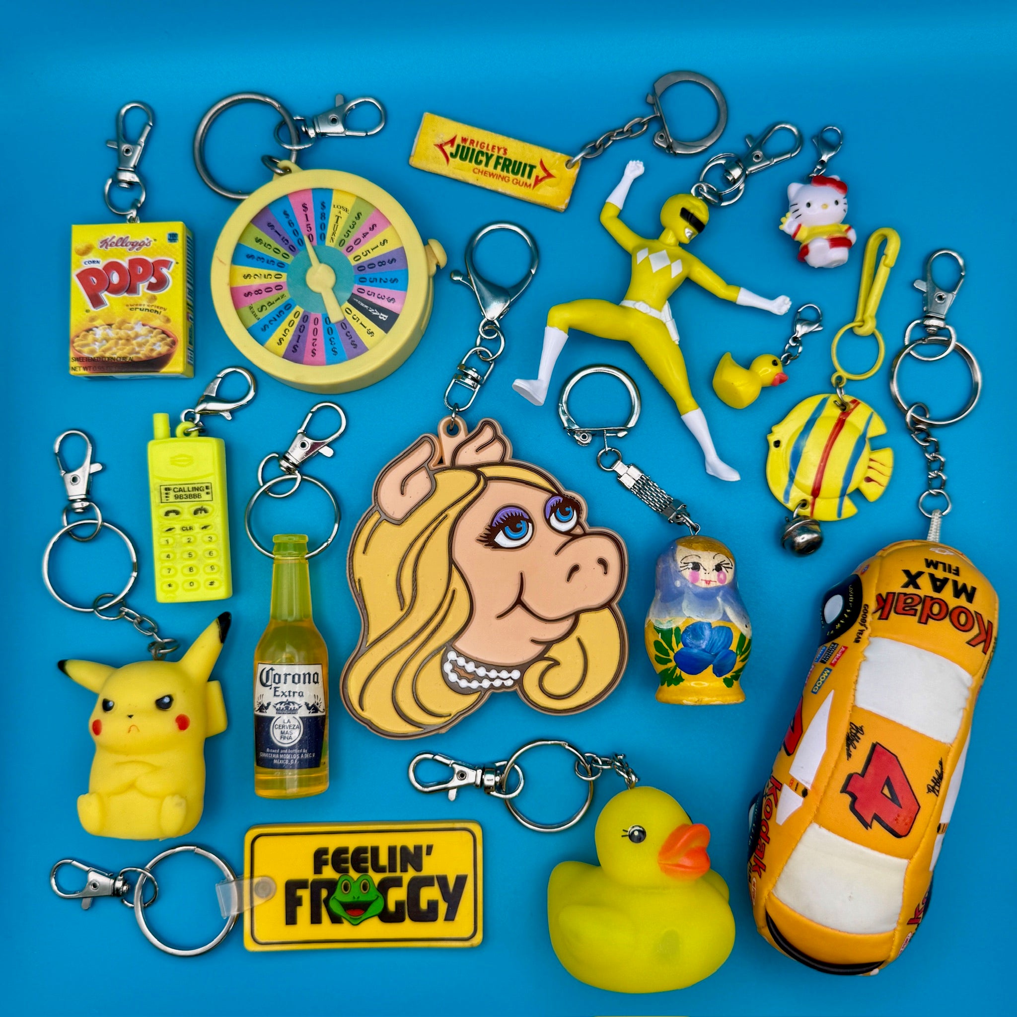 1970s-  s &   s: Yellow Collection - hello kitty sanrio japan kawaii rare vintage keychain vintage charms for bag nostalgia vintage keychains y2k collectible - Bag Crap