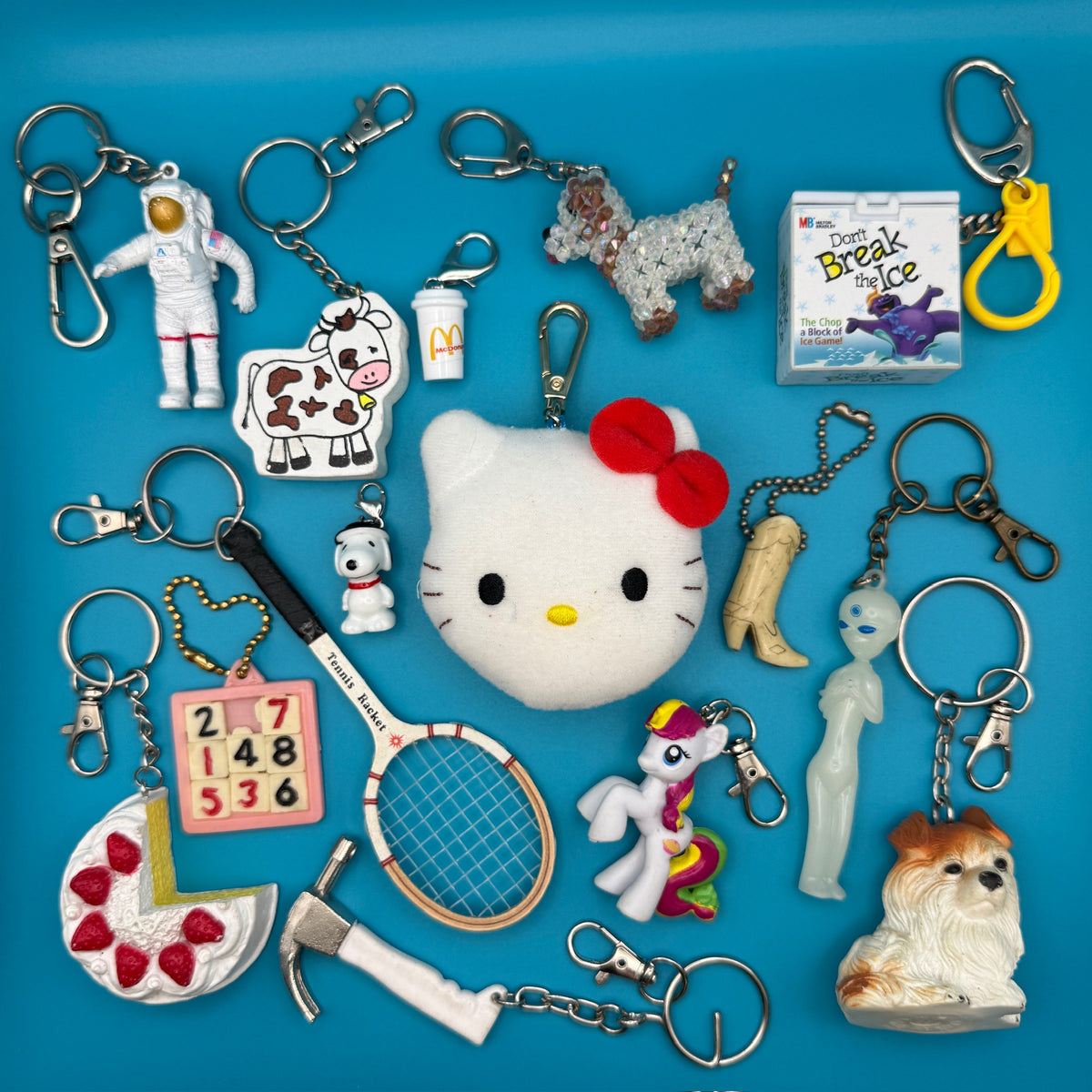 1960s-Y2K Vintage Keychains & Vintage Bag Charms: White Collection