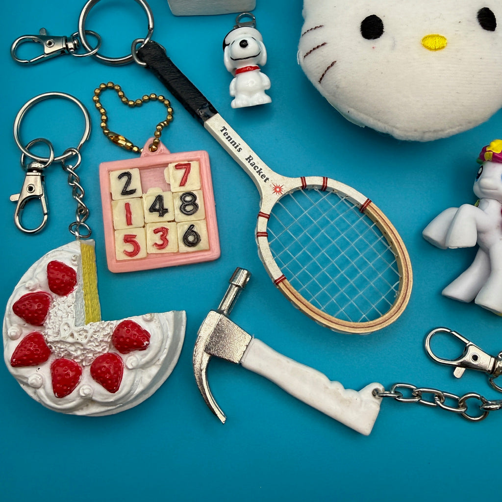 1960s-Y2K Vintage Keychains & Vintage Bag Charms: White Collection