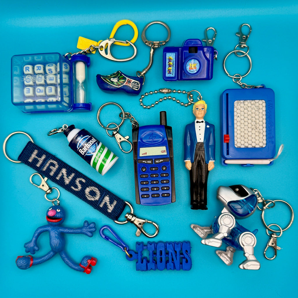 1960s-Y2K Vintage Keychains & Vintage Bag Charms: Blue Collection