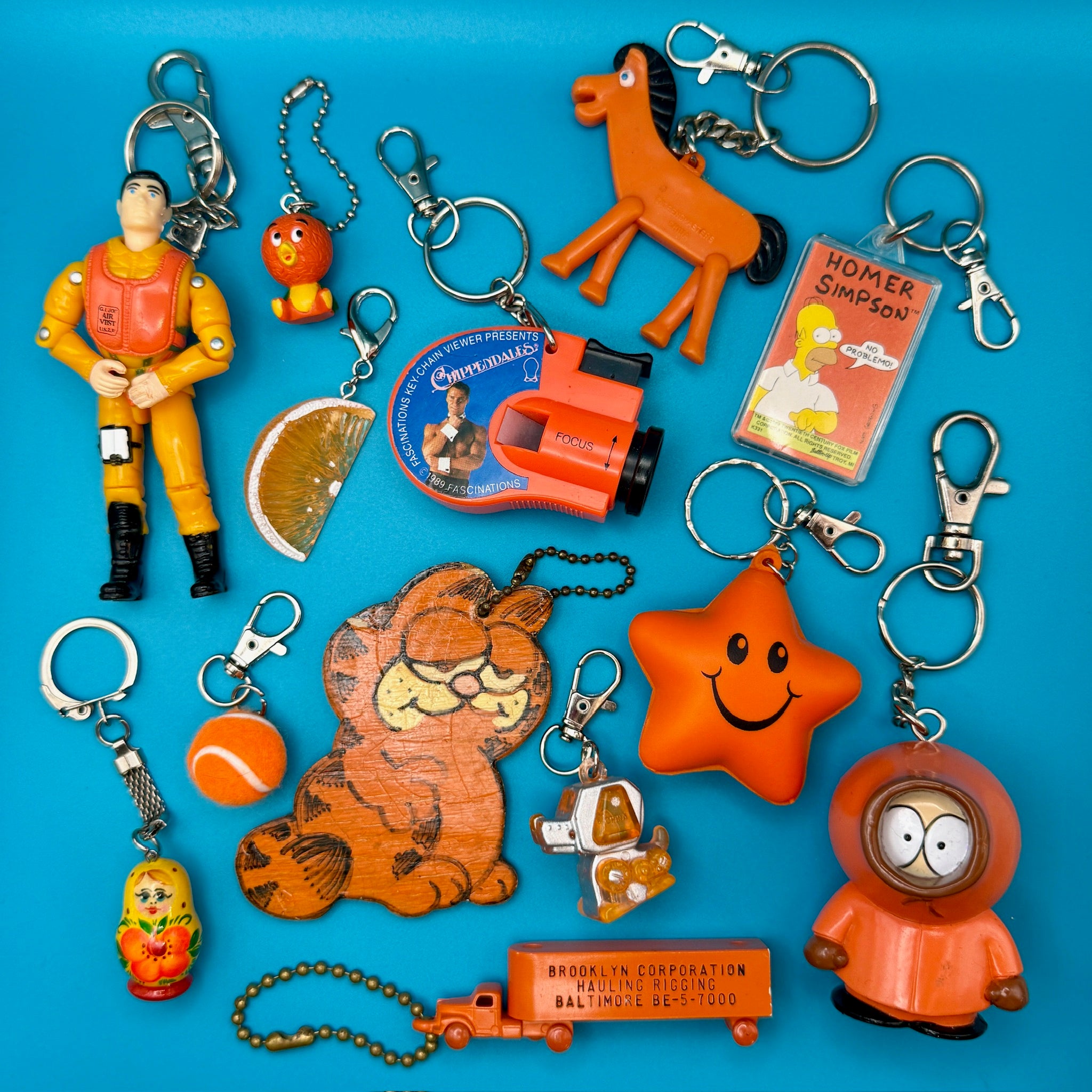 1960s-  s &   s: Orange Collection -  vintage keychain vintage charms for bag nostalgia vintage keychains y2k collectible - Bag Crap