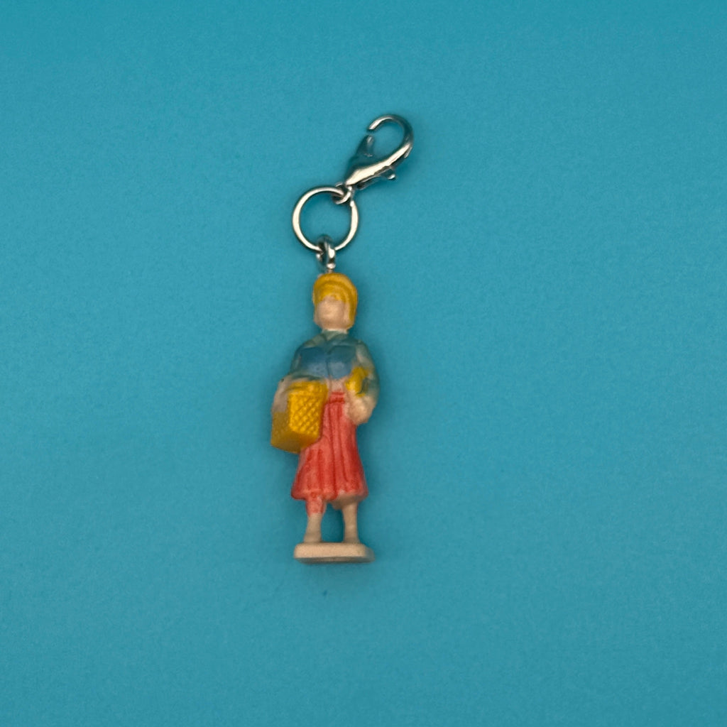 Vintage Miniature People Trinket Charms - Woman with Basket
