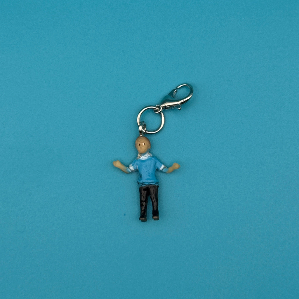 Vintage Miniature People Trinket Charms - Little Boy in Blue