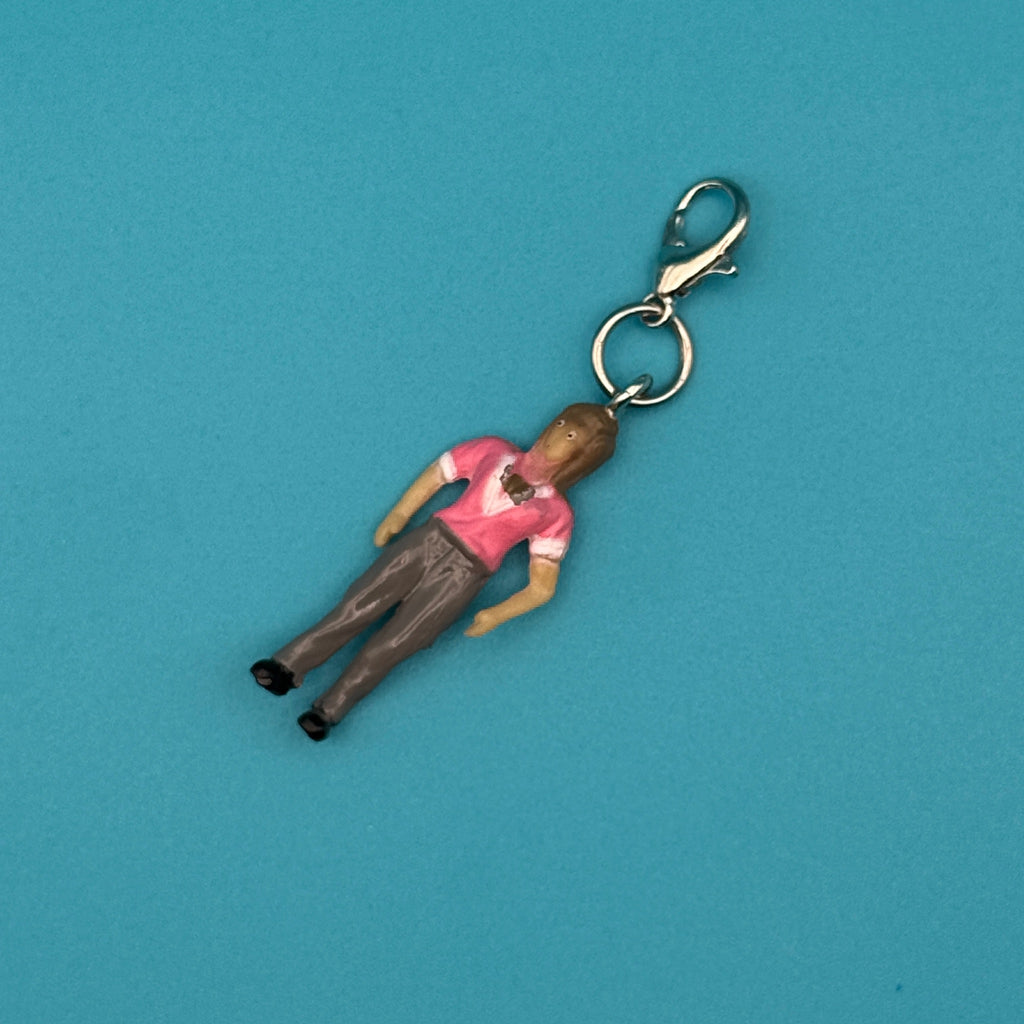 Vintage Miniature People Trinket Charms - Woman in Pink