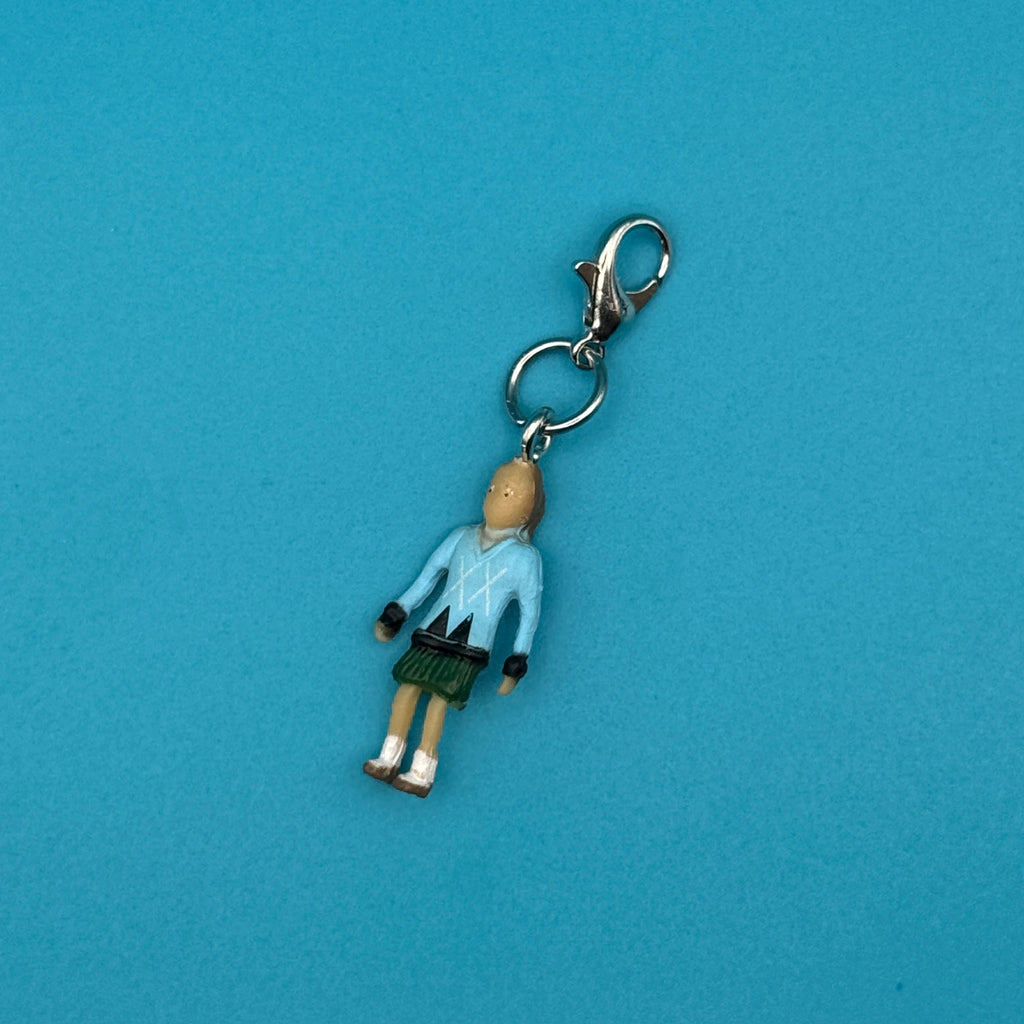 Vintage Miniature People Trinket Charms - Little Girl in Blue