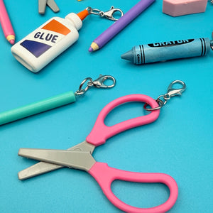 Mini School Supplies Silver Trinket  s -  vintage keychain vintage charms for bag nostalgia vintage keychains y2k collectible - Bag Crap