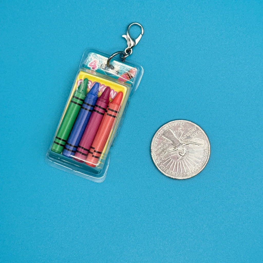 Mini School Supplies Silver Trinket Bag Charms