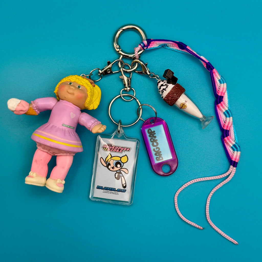 One-of-One 1980's Vintage Keychain Bag Charm Pack — Cabbage Patch Doll, Powerpuff Girls