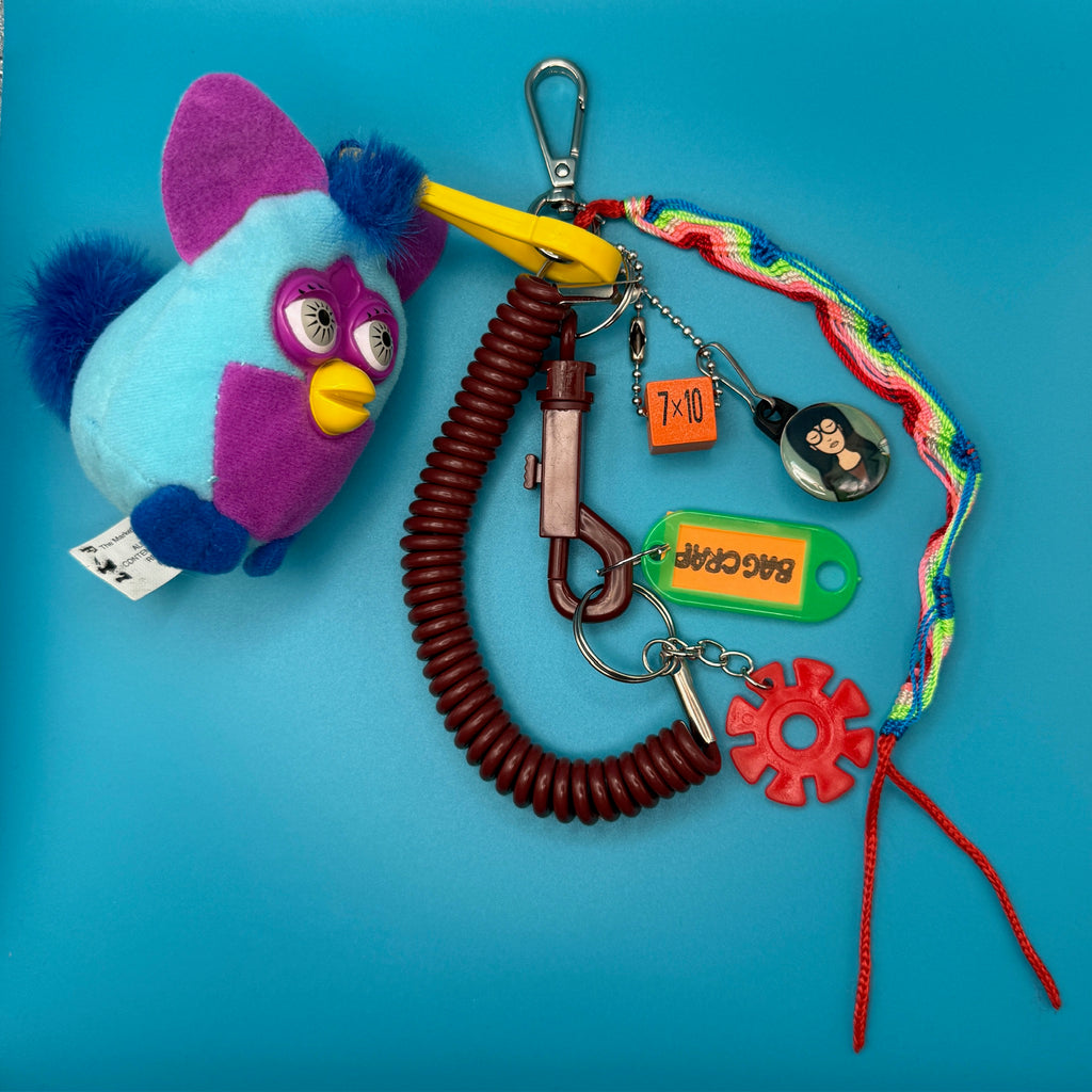 One-of-One Vintage Y2K Keychain Bag Charm Pack — Blue Furby Happy Meal, Daria