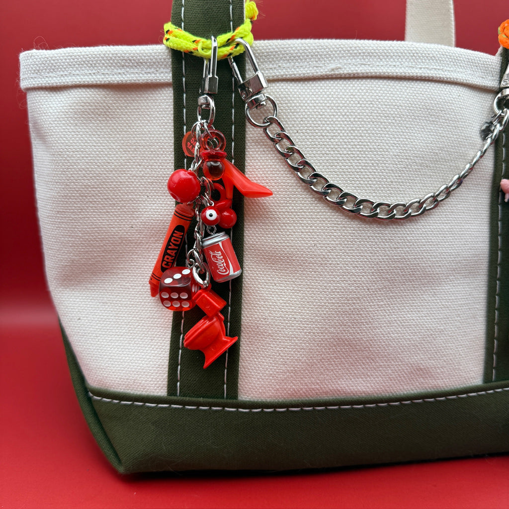 Vintage Red Mini Trinket Bag Charm Chain