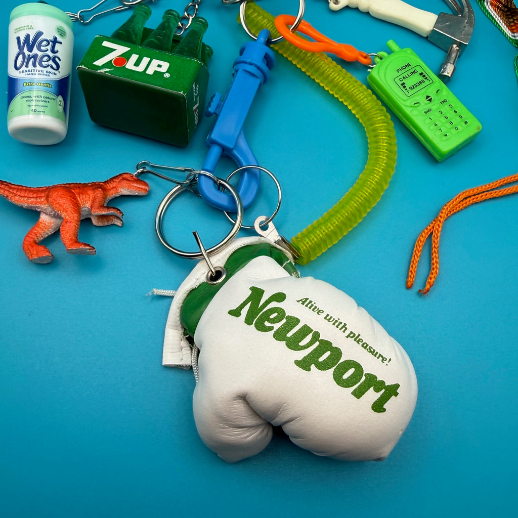 One-of-One 1980s Vintage Keychain Bag Charm Pack — Newport Cigarettes, 7Up