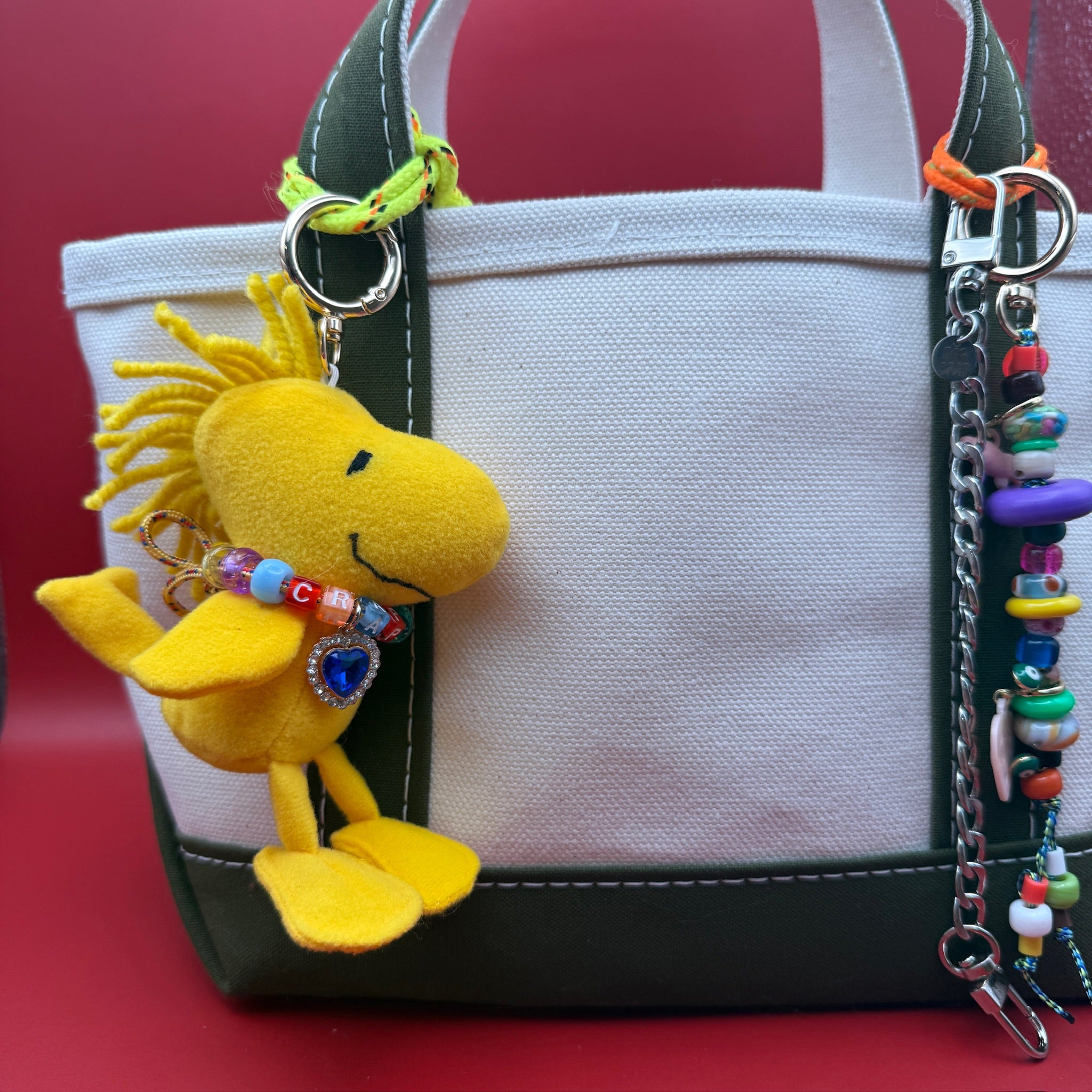 5' Woodstock Plush   with Crystal Necklace -  vintage keychain vintage charms for bag nostalgia vintage keychains y2k collectible - Bag Crap