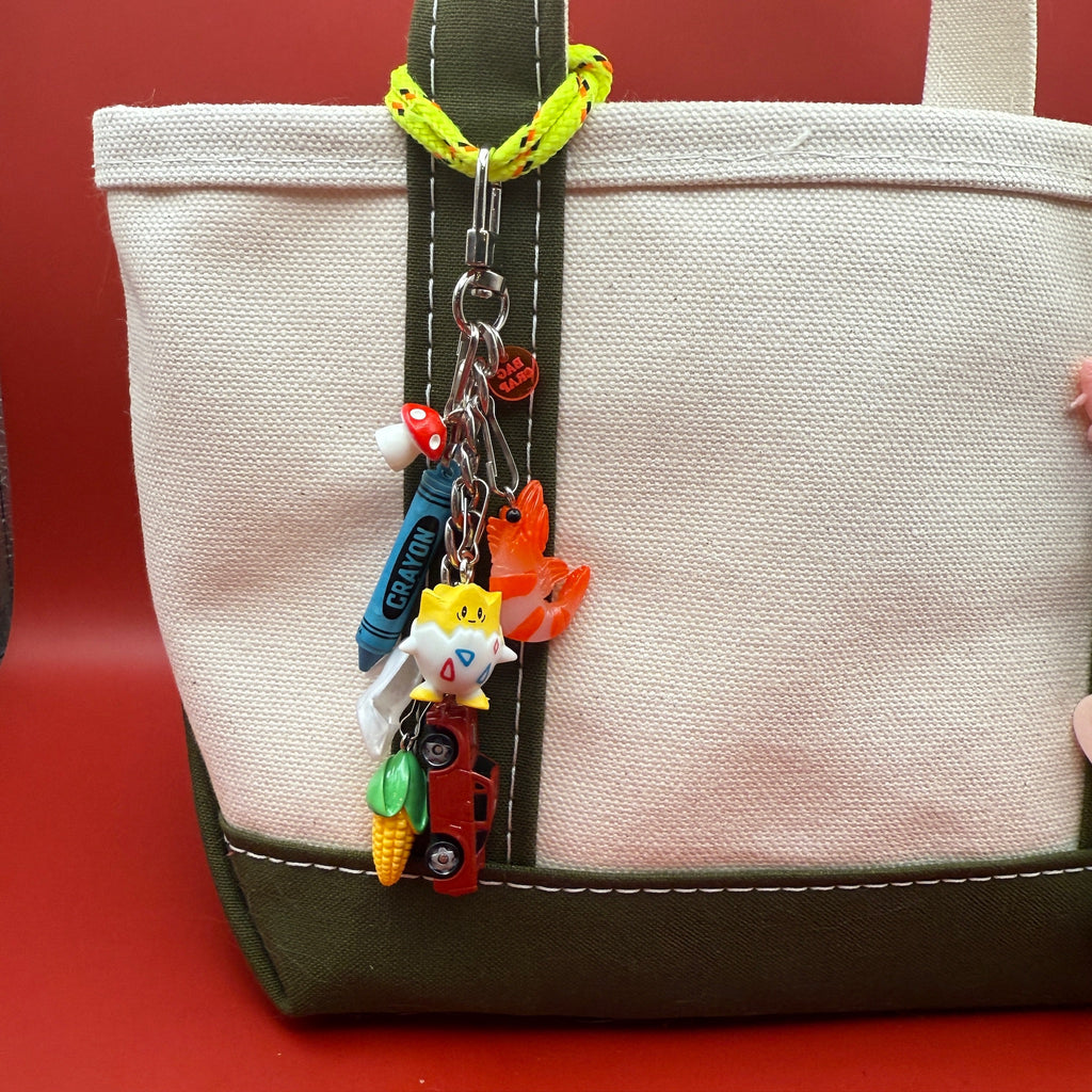 Vintage Shrimp & Corn Silver Bag Charm Chain