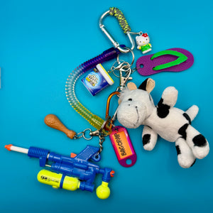 One-of-One 90s     Pack — Super Soaker, Cow, Flip Flop - hello kitty sanrio japan kawaii rare vintage keychain vintage charms for bag nostalgia vintage keychains y2k collectible - Bag Crap