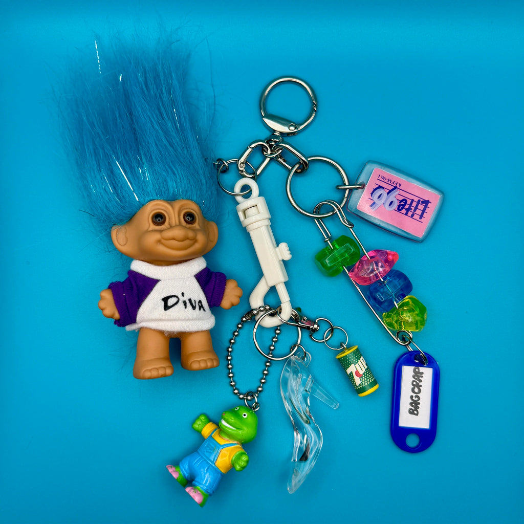 One-of-One 1990's Vintage Keychain Bag Charm Pack — Diva Troll Doll