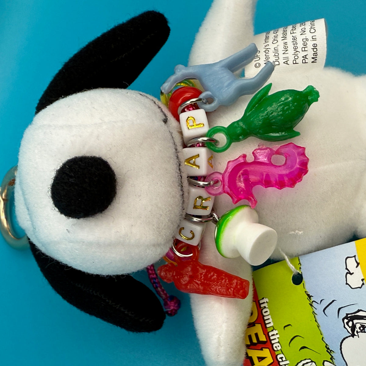 4' Snoopy Plush   with Trinket Necklace - snoopy rar peanuts vintage keychain vintage charms for bag nostalgia vintage keychains y2k collectible - Bag Crap