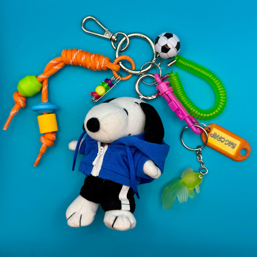 One-of-One Y2K Vintage Keychain Bag Charm Pack — Blue Sweatshirt Snoopy