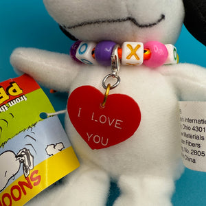 4' Snoopy Plush   with Heart Necklace - snoopy rar peanuts vintage keychain vintage charms for bag nostalgia vintage keychains y2k collectible - Bag Crap