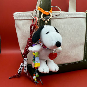 4' Snoopy Plush   with Heart Necklace - snoopy rar peanuts vintage keychain vintage charms for bag nostalgia vintage keychains y2k collectible - Bag Crap