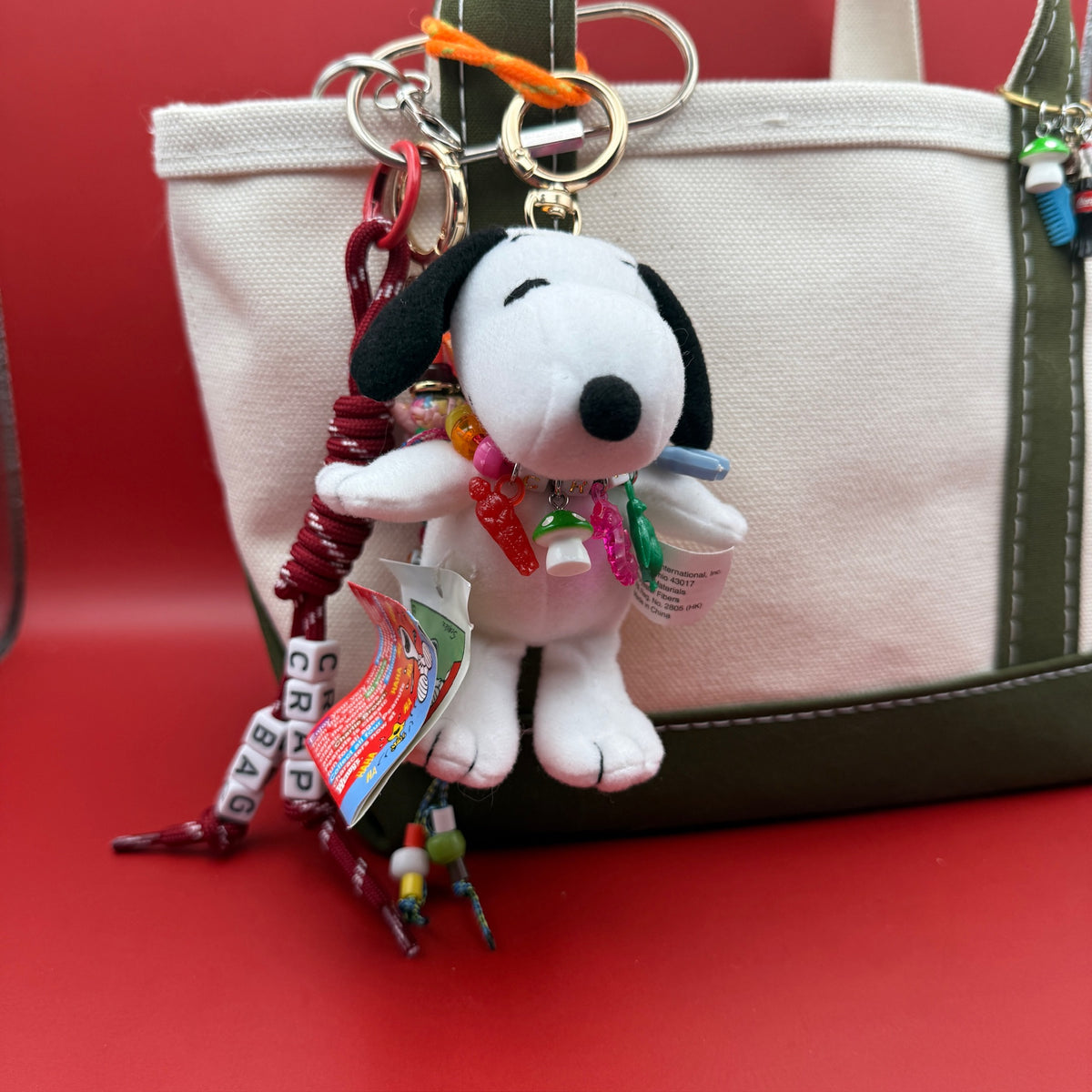 4' Snoopy Plush   with Trinket Necklace - snoopy rar peanuts vintage keychain vintage charms for bag nostalgia vintage keychains y2k collectible - Bag Crap