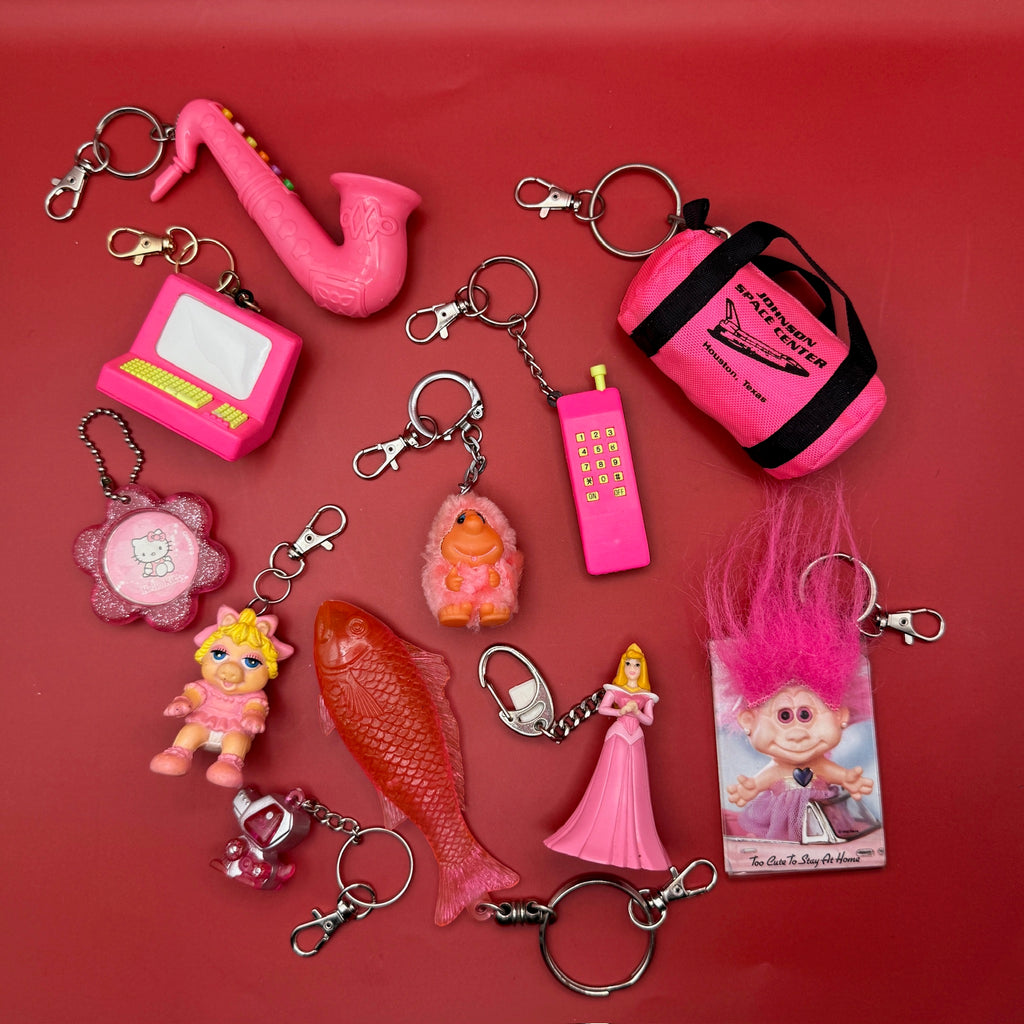 1980s-1990s Pink Vintage Keychains & Bag Charms