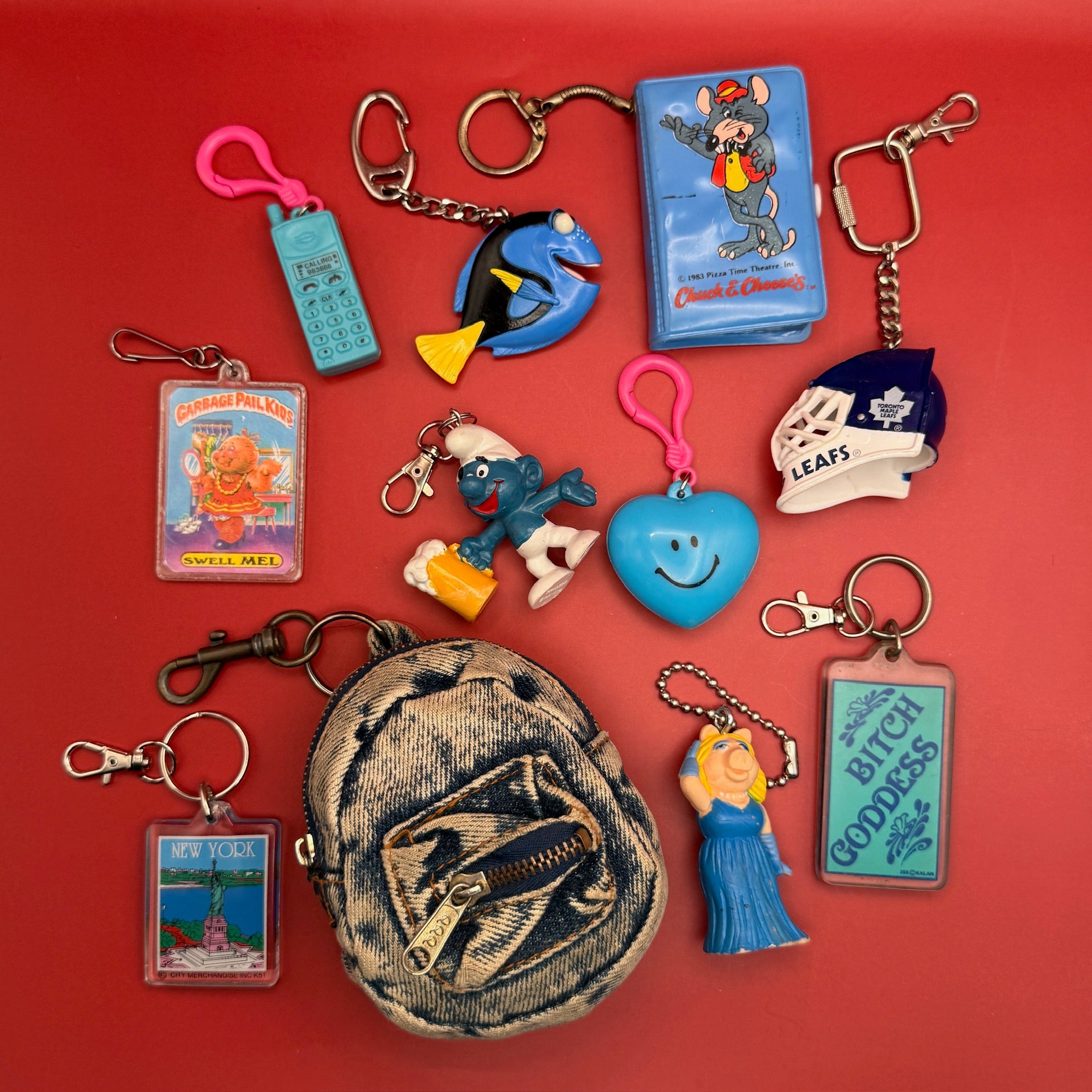 1980s-1990s Blue  s &  s -  vintage keychain vintage charms for bag nostalgia vintage keychains y2k collectible - Bag Crap