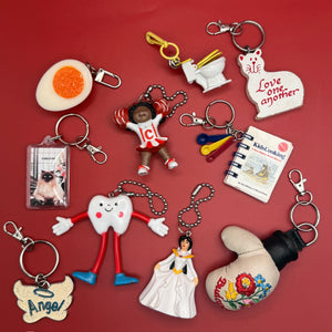 1980-1990s  White s &  s -  vintage keychain vintage charms for bag nostalgia vintage keychains y2k collectible - Bag Crap