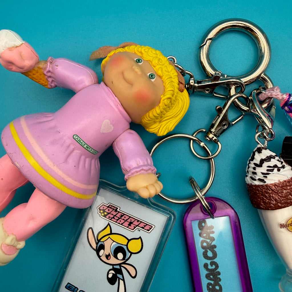 One-of-One 1980's Vintage Keychain Bag Charm Pack — Cabbage Patch Doll, Powerpuff Girls