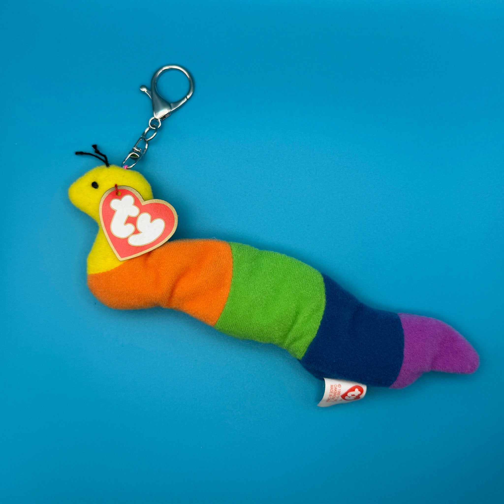 Teenie Beanie Rainbow Worm -  vintage keychain vintage charms for bag nostalgia vintage keychains y2k collectible - Bag Crap
