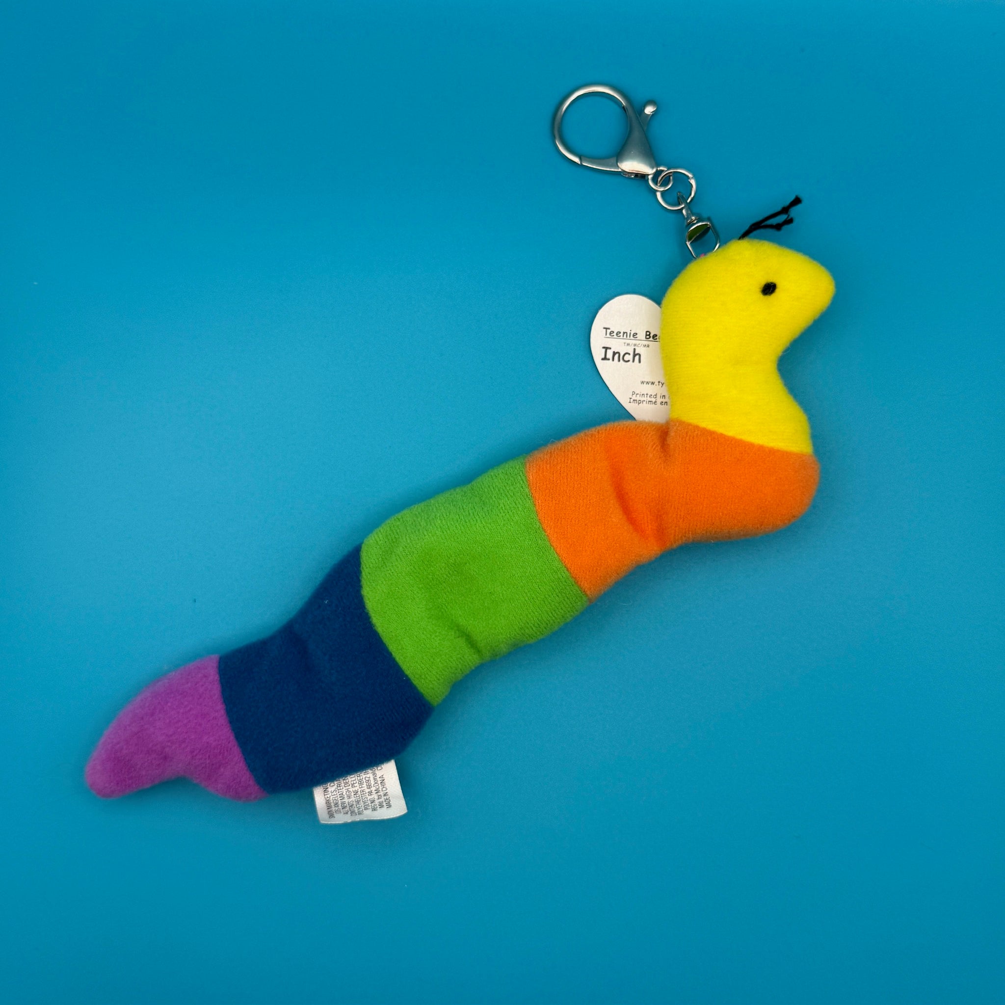 Teenie Beanie Rainbow Worm -  vintage keychain vintage charms for bag nostalgia vintage keychains y2k collectible - Bag Crap