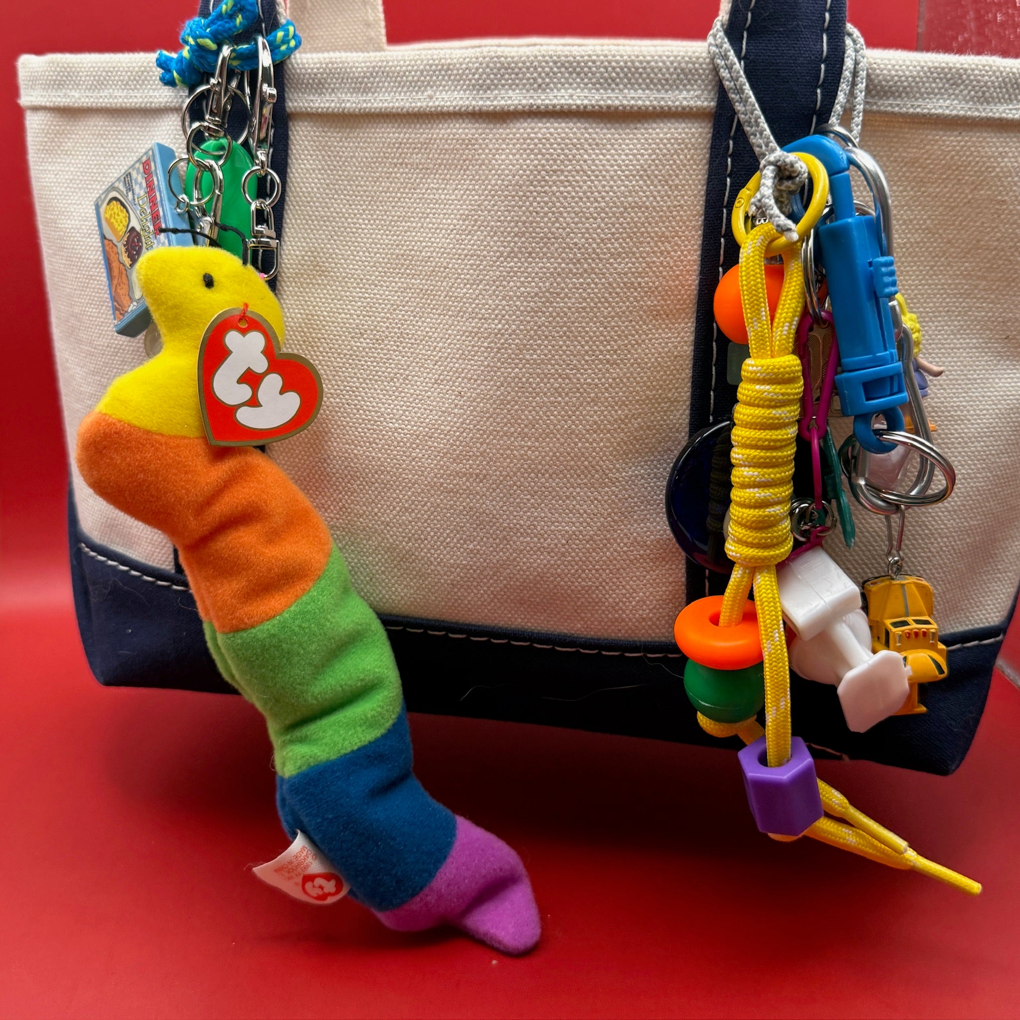 Teenie Beanie Rainbow Worm -  vintage keychain vintage charms for bag nostalgia vintage keychains y2k collectible - Bag Crap