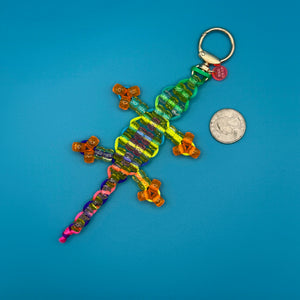 Small Bead Buddy Lizard   - Neon Green and Yellow -  vintage keychain vintage charms for bag nostalgia vintage keychains y2k collectible - Bag Crap