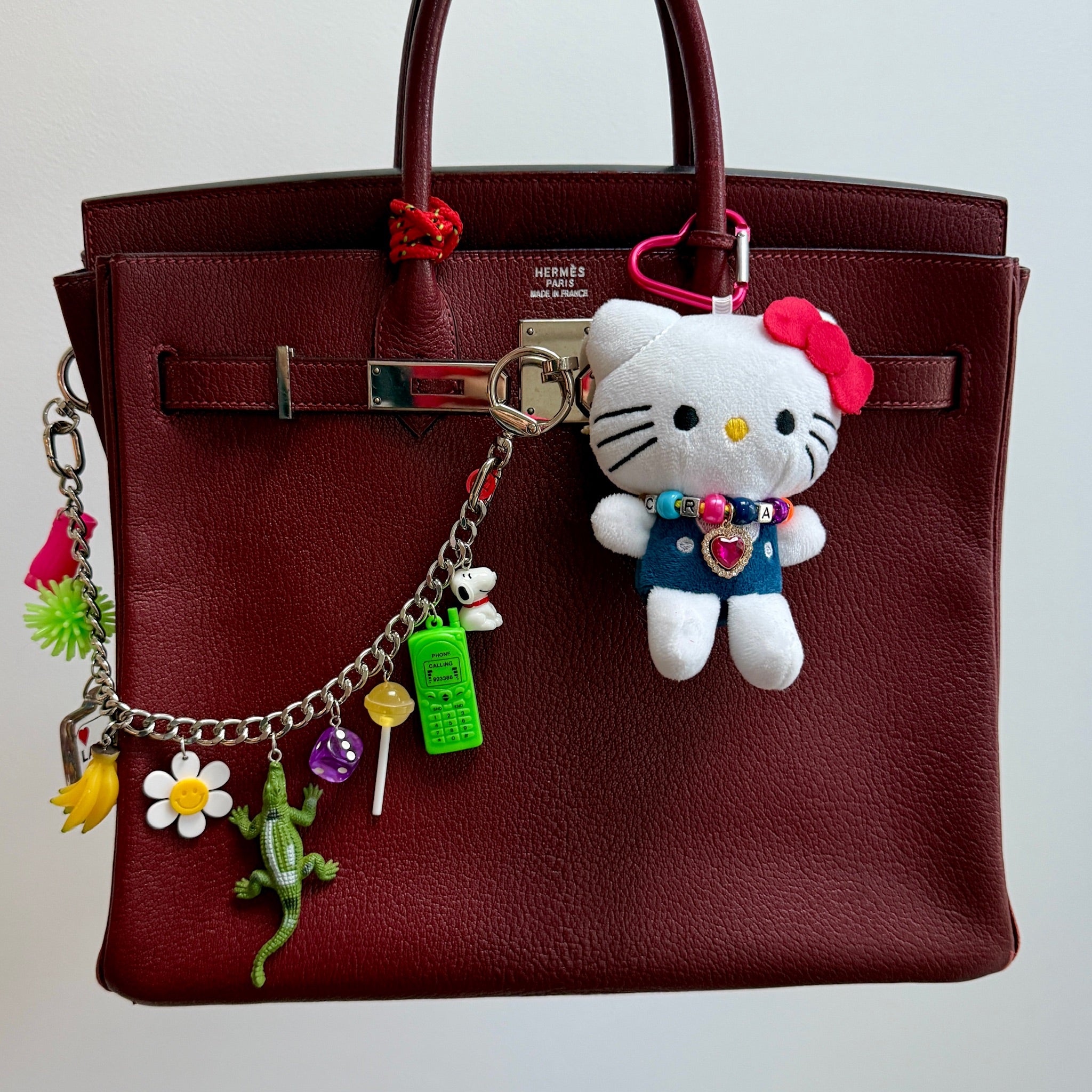 5' Hello Kitty Plush   with Crystal Heart Necklace - hello kitty sanrio japan kawaii rare vintage keychain vintage charms for bag nostalgia vintage keychains y2k collectible - Bag Crap