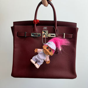 4'  Troll Doll  : Polka Dot Overalls with Pink Hair - troll charms troll keychains vintage keychain vintage charms for bag nostalgia vintage keychains y2k collectible - Bag Crap