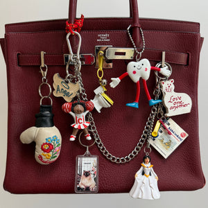 1980-1990s  White s &  s -  vintage keychain vintage charms for bag nostalgia vintage keychains y2k collectible - Bag Crap