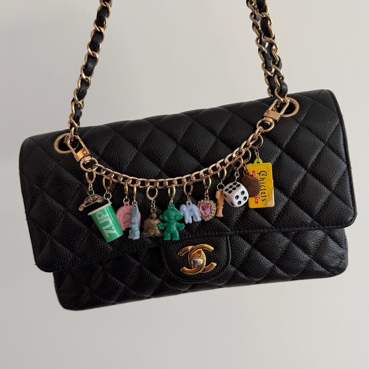 8' Gold Metal Flat Curb-Chain - clips carabiners charms keychains bag designer vintage keychain vintage charms for bag nostalgia vintage keychains y2k collectible - Bag Crap