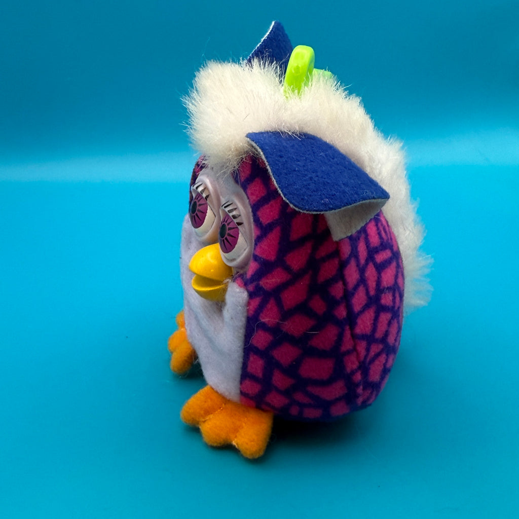 Vintage Y2K Purple & Blue Print Furby Plush Bag Charm