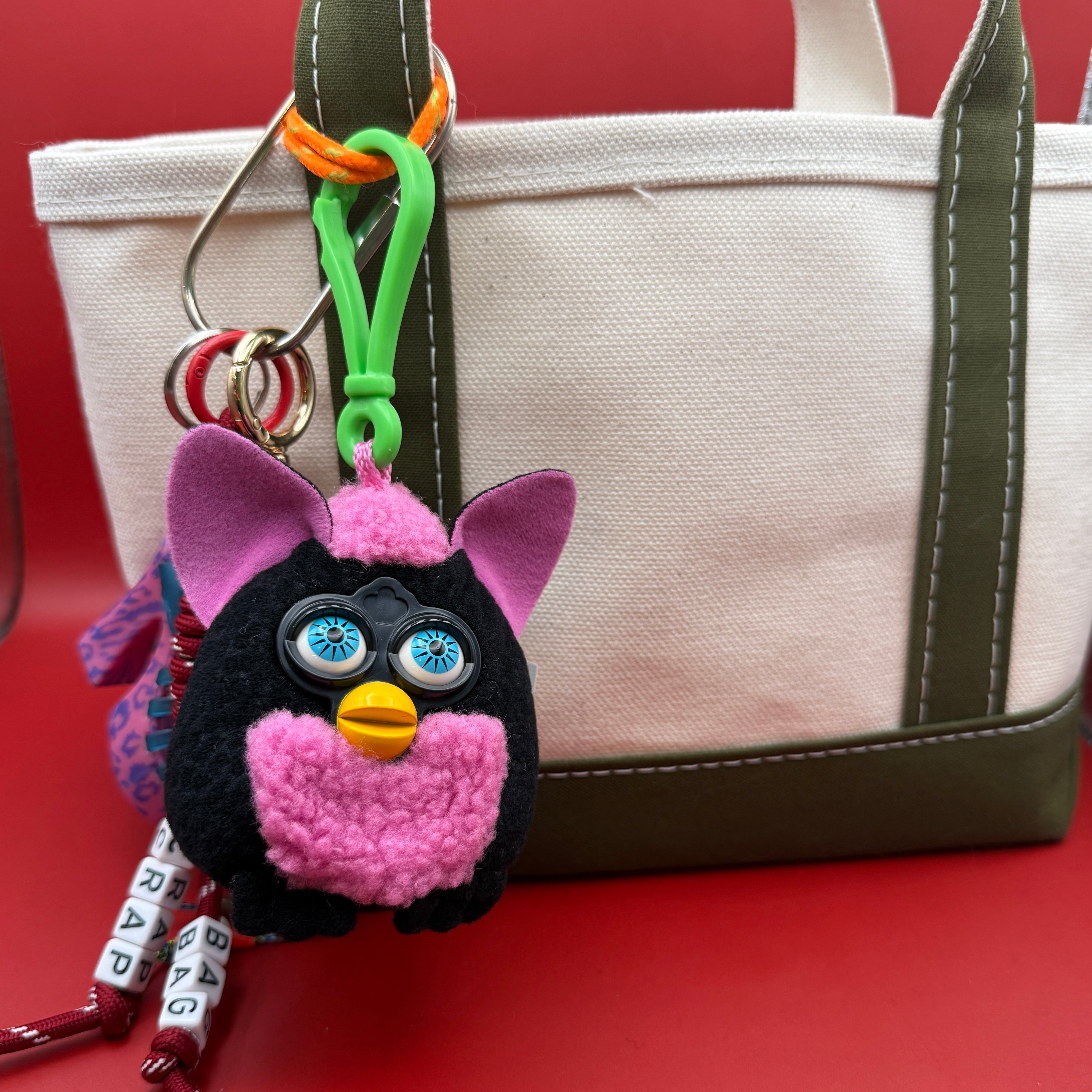Black & Pink Furby Plush -  vintage keychain vintage charms for bag nostalgia vintage keychains y2k collectible - Bag Crap