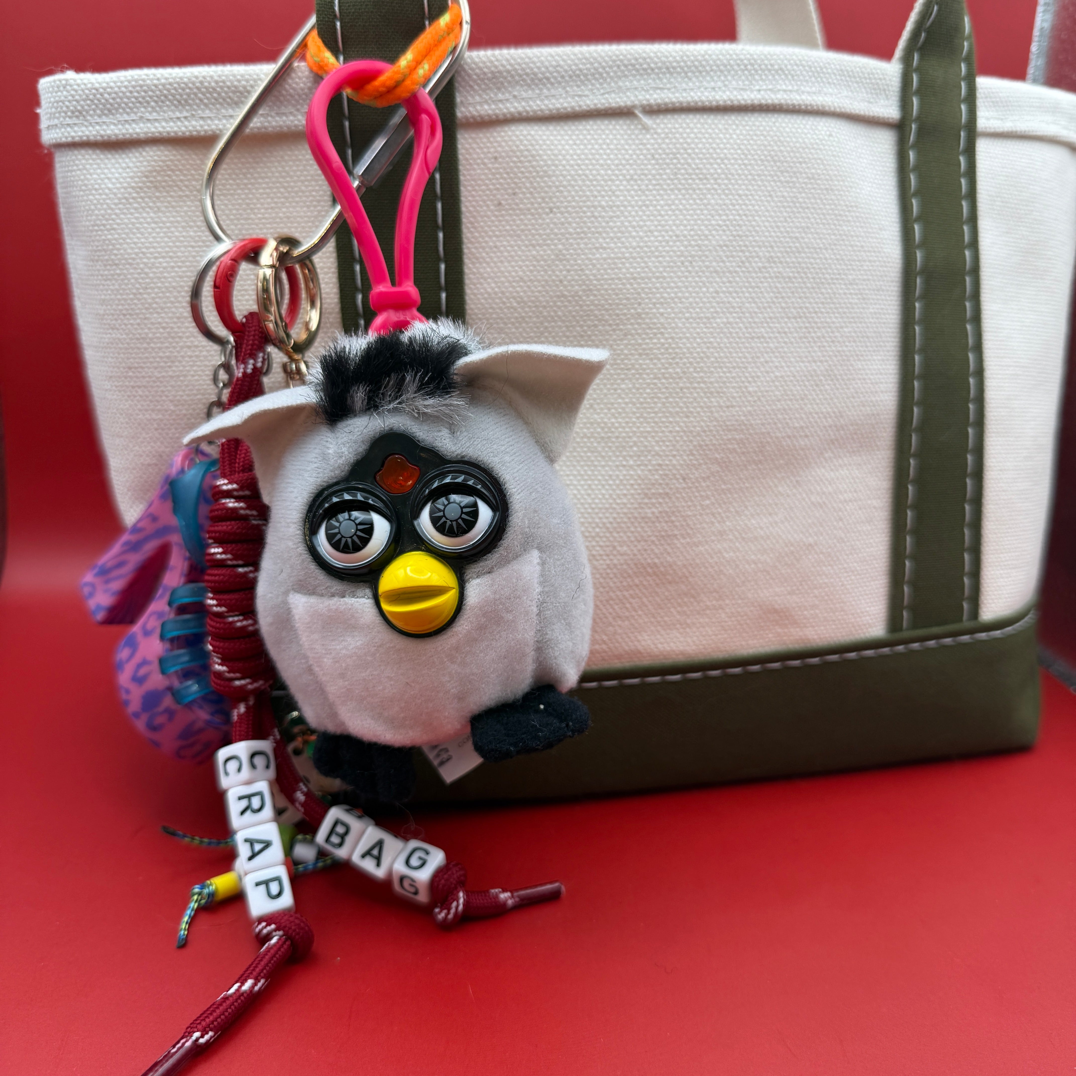 Grey & Black Furby -  vintage keychain vintage charms for bag nostalgia vintage keychains y2k collectible - Bag Crap
