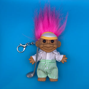 4'  Troll Doll  : Pink Hair Golfer Troll - troll charms troll keychains vintage keychain vintage charms for bag nostalgia vintage keychains y2k collectible - Bag Crap