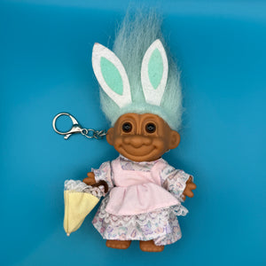 4'  Troll Doll  : Blue Hair Bunny Troll Doll - troll charms troll keychains vintage keychain vintage charms for bag nostalgia vintage keychains y2k collectible - Bag Crap