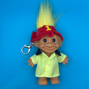 RARE 4'  Troll Doll  : Yellow Hair Firefighter Troll - troll charms troll keychains vintage keychain vintage charms for bag nostalgia vintage keychains y2k collectible - Bag Crap