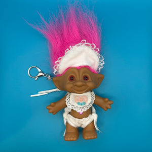 4.5'  Troll Doll  : Pink Hair & Baby Diaper - troll charms troll keychains vintage keychain vintage charms for bag nostalgia vintage keychains y2k collectible - Bag Crap