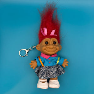 4'  Troll Doll  : Red Hair & Neon Outfit - troll charms troll keychains vintage keychain vintage charms for bag nostalgia vintage keychains y2k collectible - Bag Crap