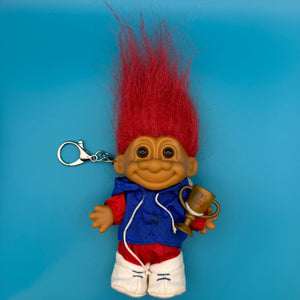 4'  Troll Doll  : #1 Dad Blue Tracksuit - troll charms troll keychains vintage keychain vintage charms for bag nostalgia vintage keychains y2k collectible - Bag Crap
