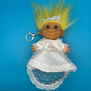 RARE 4'  Troll Doll  : Yellow Hair Bride with Garter - troll charms troll keychains vintage keychain vintage charms for bag nostalgia vintage keychains y2k collectible - Bag Crap